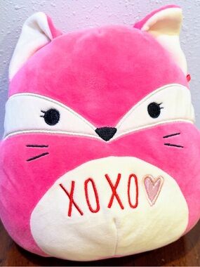 Fern Squishmallow Pink and Cream Fox Plush with XOXO Embroidery